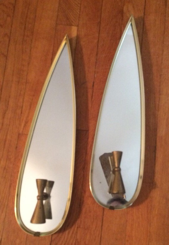 Set of 2 vintage Mod 60s Teardrop Shaped Mirrors by papergirlusa