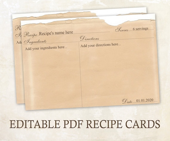 recipe card template free editable