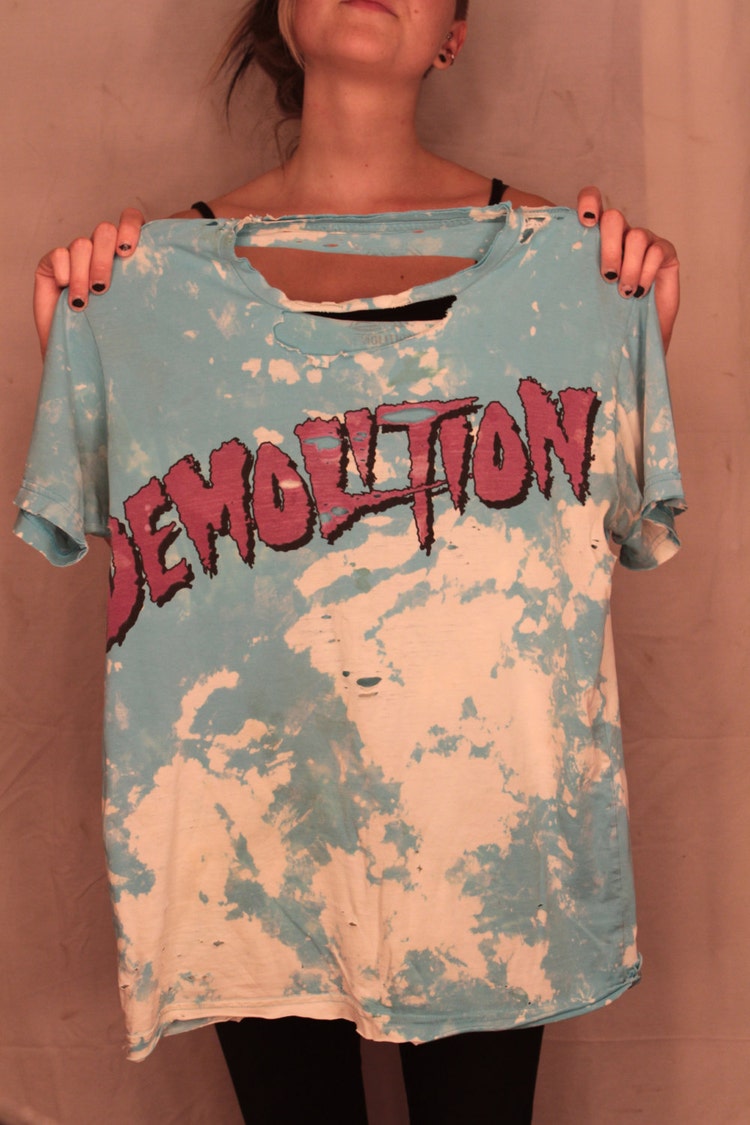 Distressed Graphic Tee Grunge Upcycled by illuminateapparel