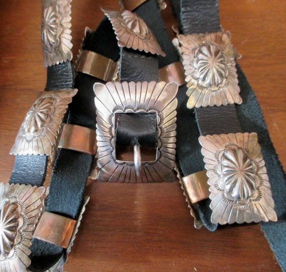 CONCHO Belt VINTAGE Native American Made Sterling Silver