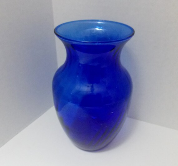 Cobalt Blue 8 inch Swirl Vase by Indiana Glass by DocsOddsandEnds