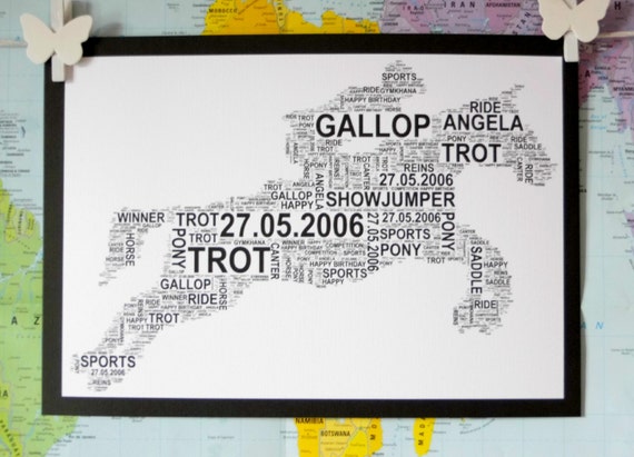 Horse & Rider Personalised Word Art Print