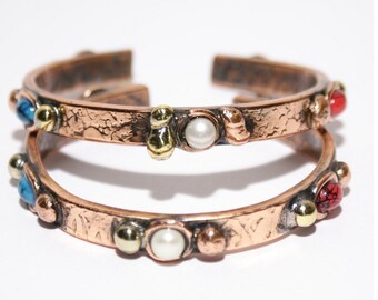 Handmade Copper Bangle - Copper Bracelet - Copper Bangle - copper jewelry - mixed metal bracelet