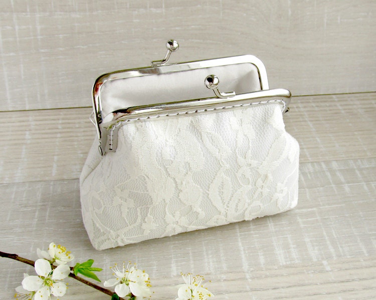 White lace wedding purse bridal clutch small by VasilinkaStore