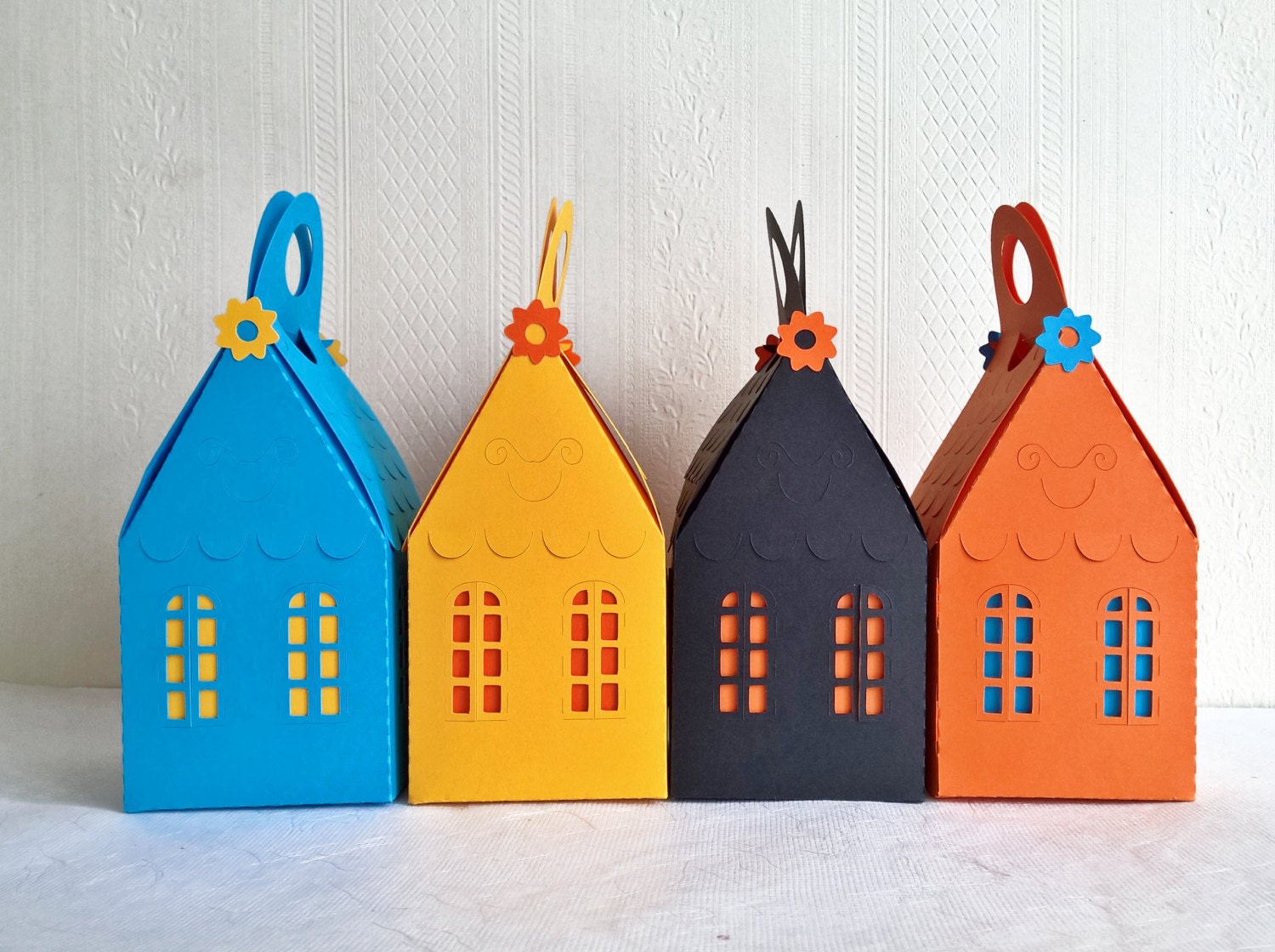 paper cut house box custom color 2.4x2.4x4 inch