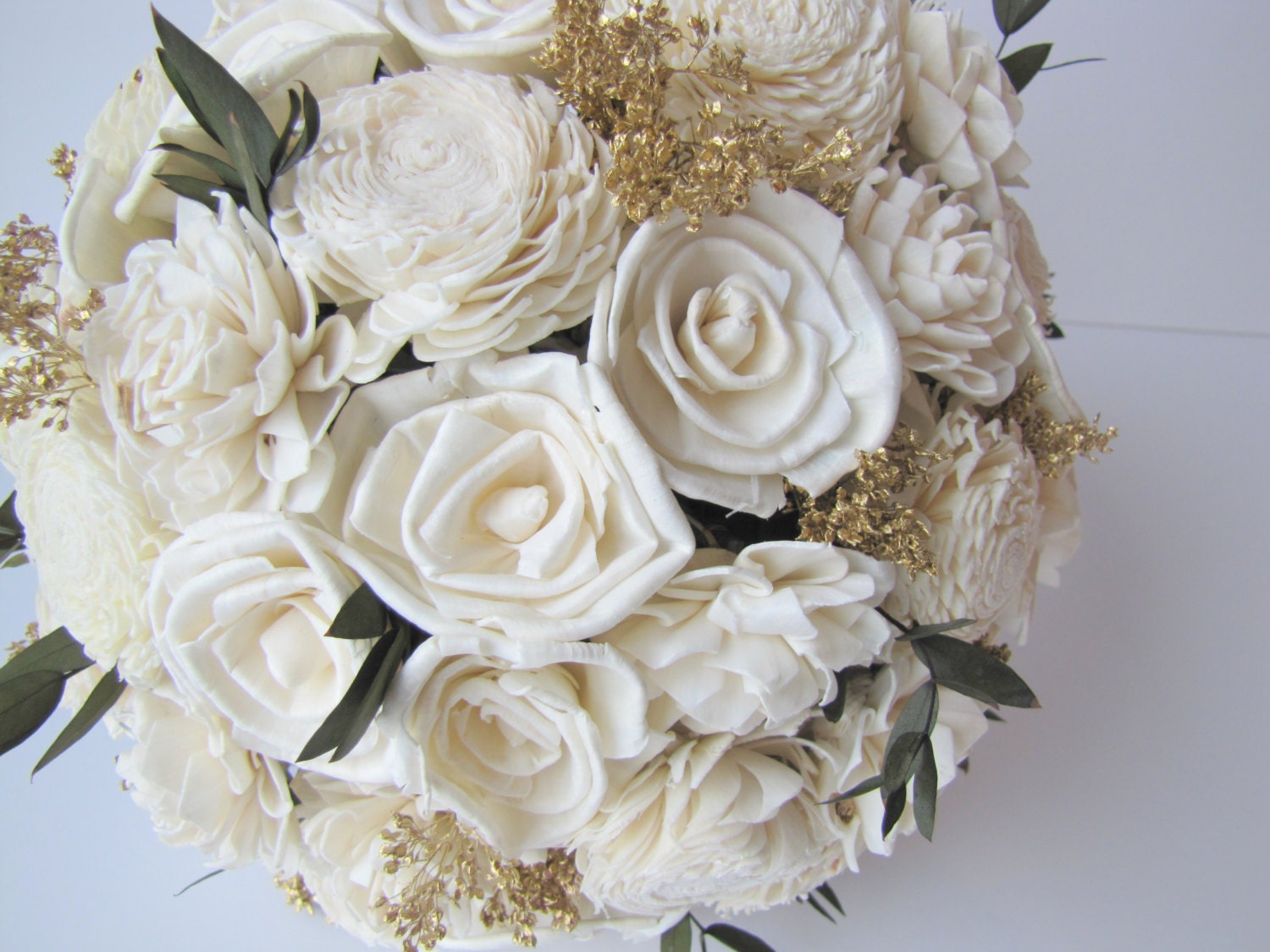 Ivory and Gold Bridal Bouquet - Bride's Flowers - Bridal ...