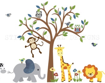 Wall Decal for Boy Childrens Wall Decal Jungle Animal