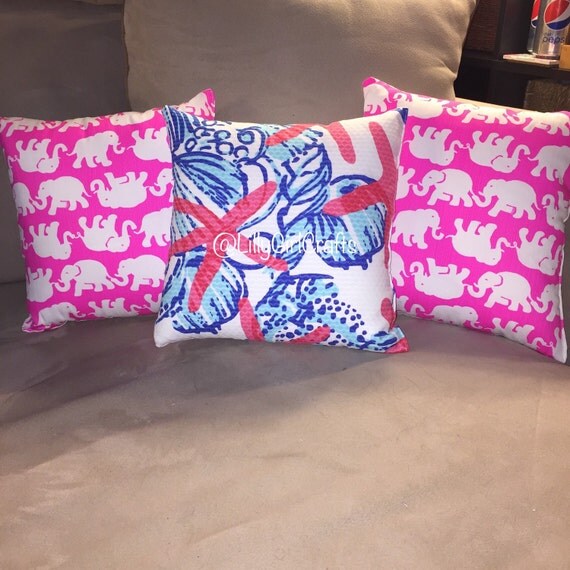 Lilly Pulitzer fabric 12x12 Hand Sewn Pillow by LillyGirlCrafts