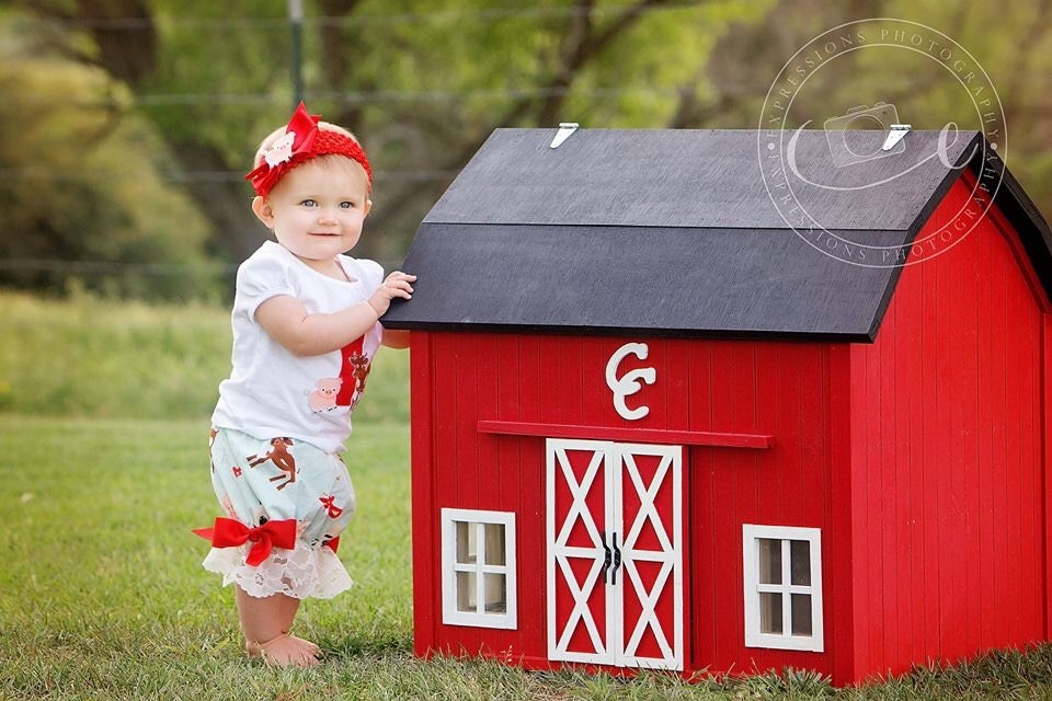 Baby Girls Farm Outfit/Farm applique shirt & Bloomers Girls