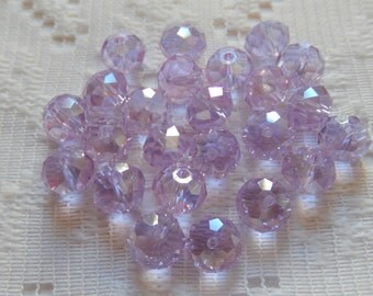 24 Lovely Lilac Purple AB Faceted Rondelle Crystal Beads 4mm x 6mm