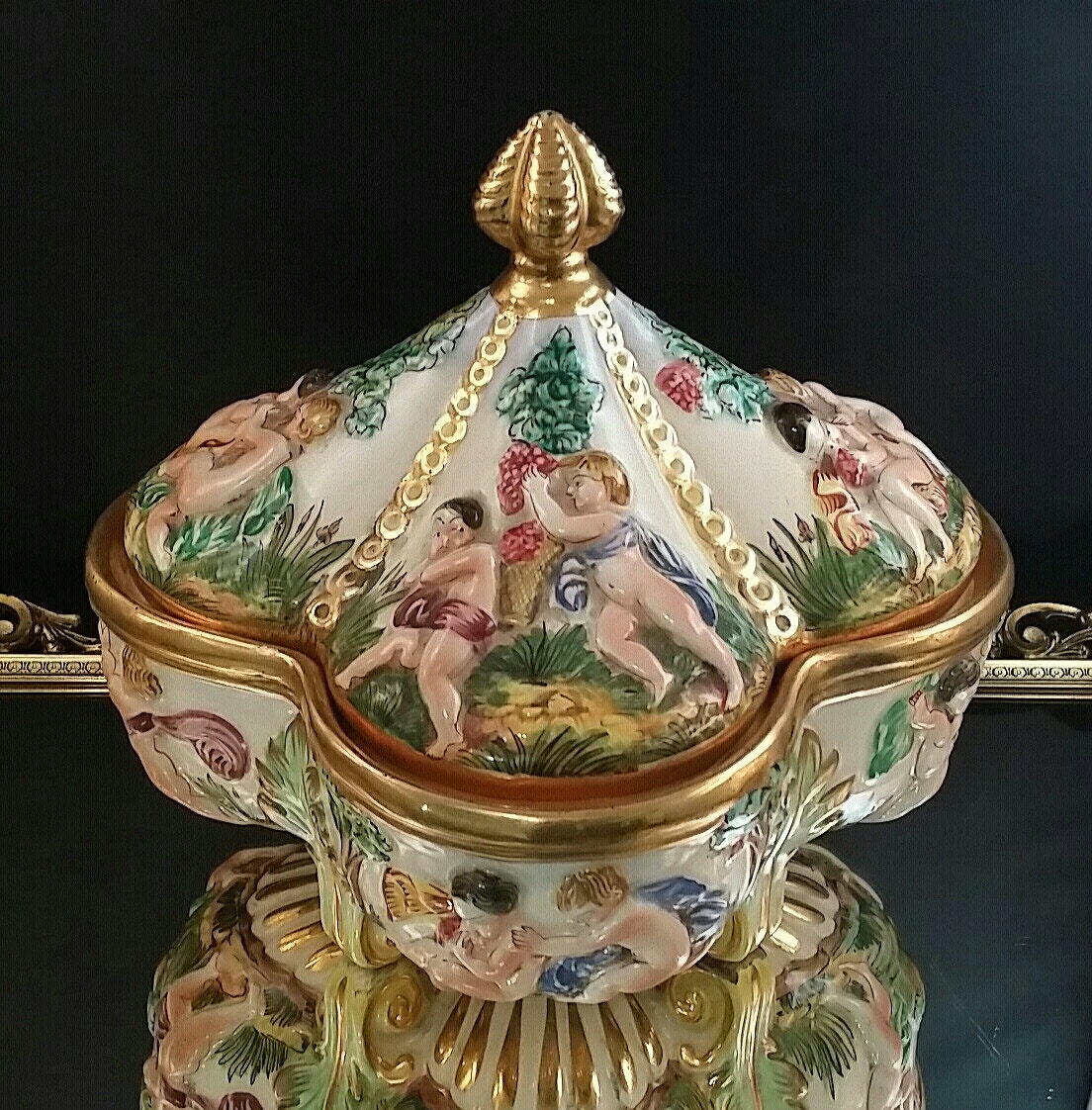Oversized Capodimonte Bowl Italian Vase Capodimonte Porcelain