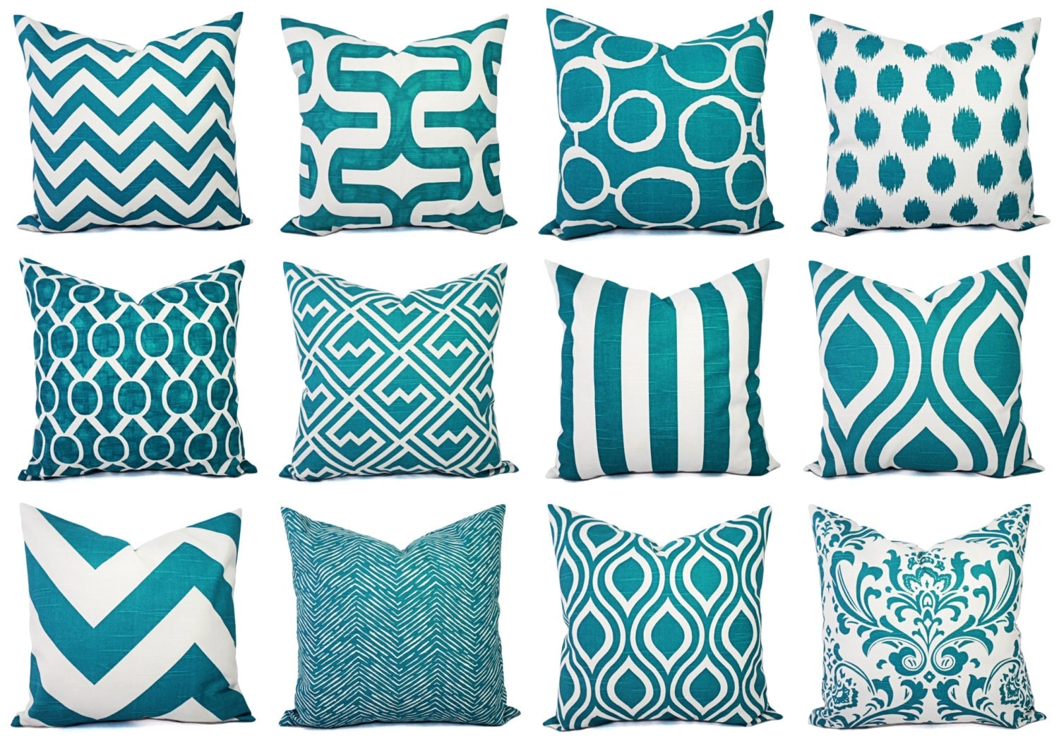 Teal Couch Pillow Covers Turquoise Pillow by CastawayCoveDecor