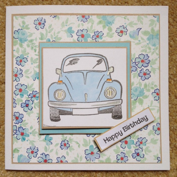 Handmade VW Beetle Birthday Card Blue by SimplyCardsAndCrafts