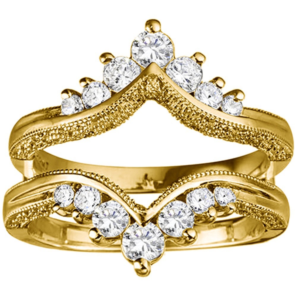 Vintage Moissanite Ring Guard 10k Gold Ring by TwoBirchJewelers