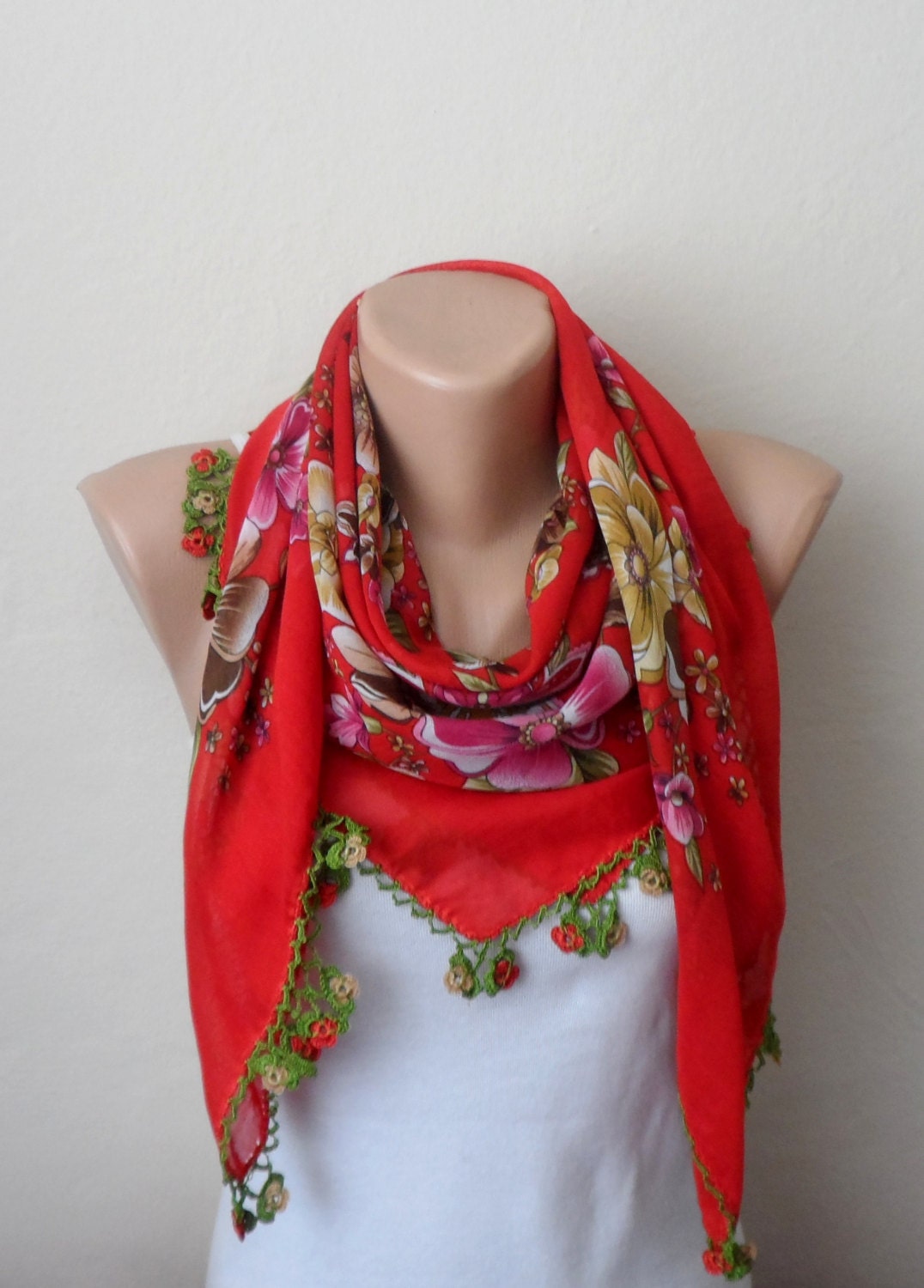 Scarves for women with red black&white