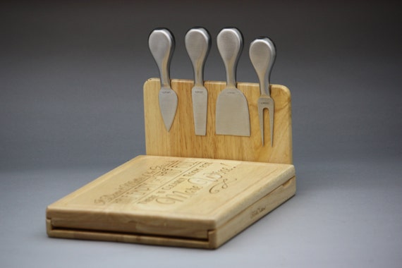 utensils cheese Storage Personalized Tray and for Utensils Serving Engraved Bamboo Cheese  serving