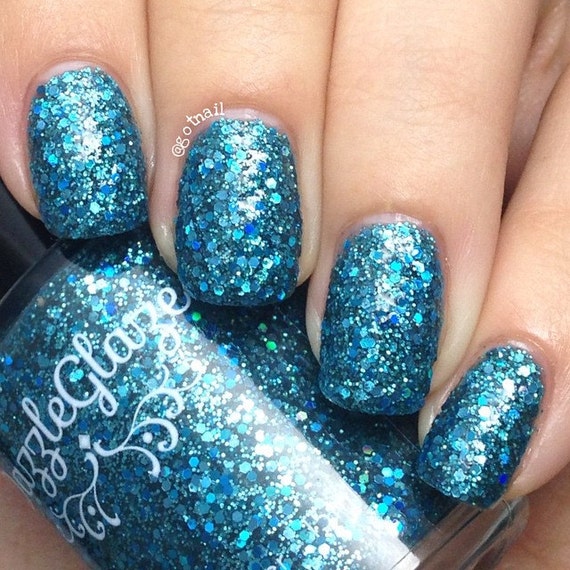 Blue Nail Polish Turquoise Holo Glitter by RadiantlyVivacious