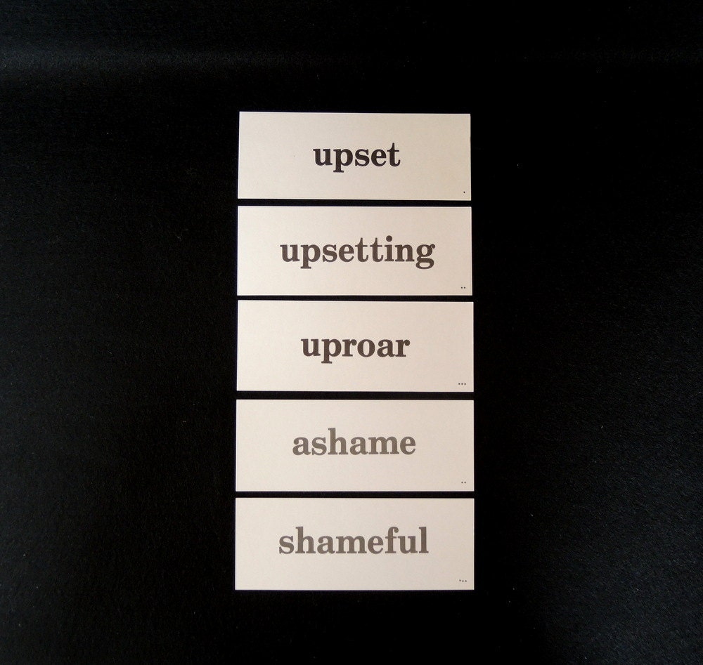 Flashcards Words Upset Upsetting Uproar Ashame by injoytreasures
