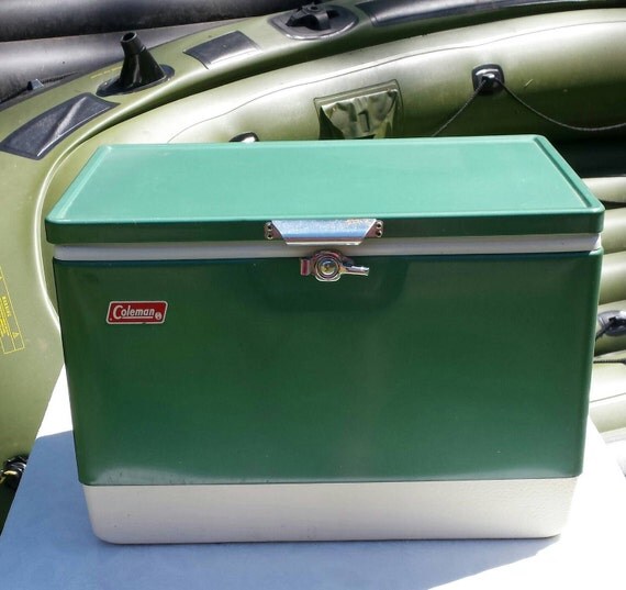 Vintage Metal Coleman Cooler Ice Chest Green