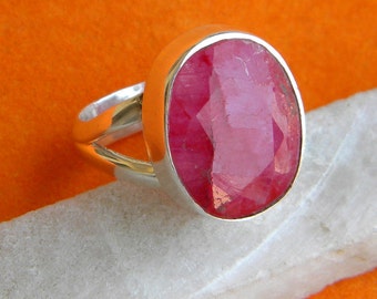 Ruby Ring, Ruby Silver Ring, Cocktail Ring, Size 3 4 5 6 7 8 9 10 11 12, Handmade Ring, Silver Ring, Ruby Silver Ring, 925 Sterling Silver