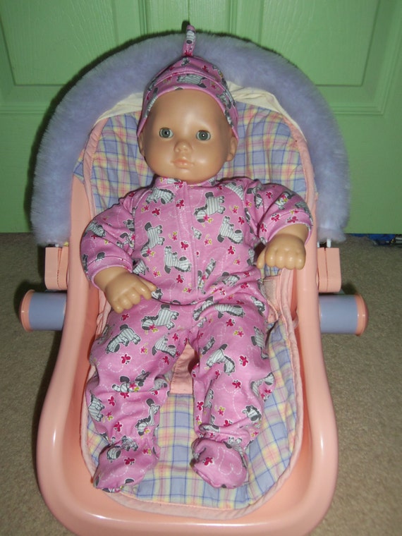 Bitty Baby Sleeper with Hat Pink Zebra Print