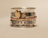 mothers day ring - personalized ring - 14K personalized ring - personalized gift - mixed metal spinner ring - mothers ring - push present