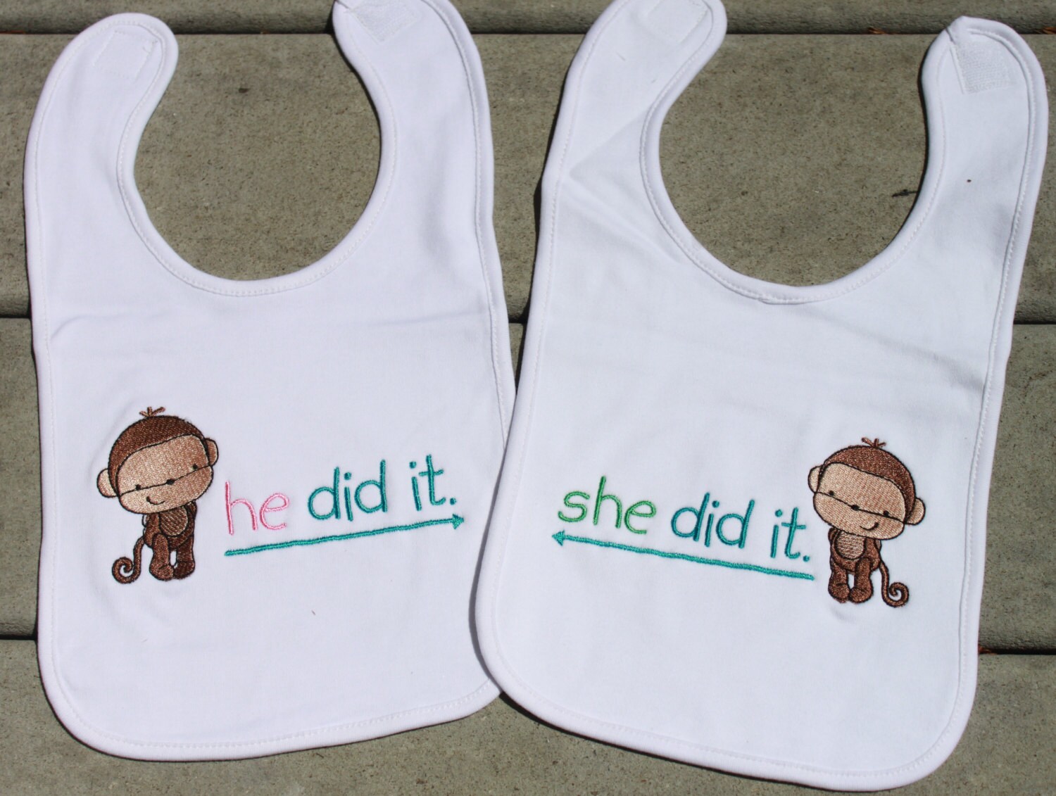 Twin Bibs Monkey Bibs for Twins Twin Gifts Sibling Bibs