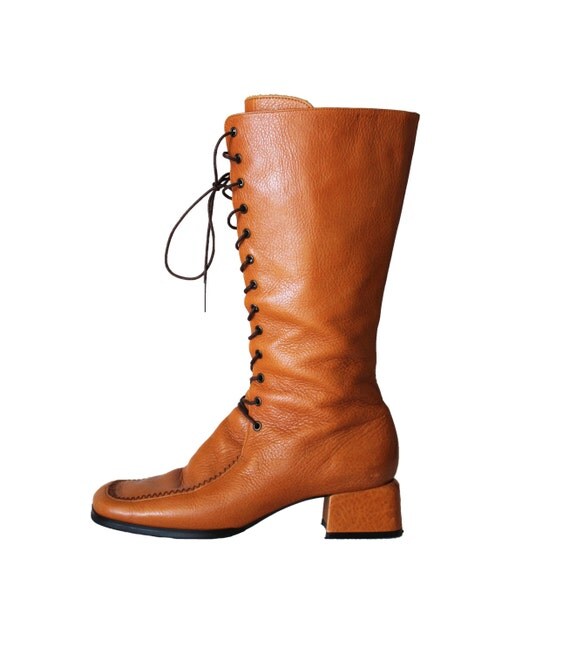 Japanese Boho Hippie Chic Leather Lace Up Boots Made in Japan Cognac ...