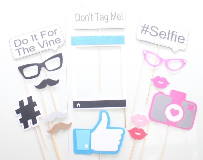 15Pc Social Media Photo Booth Props/Photobooth Props