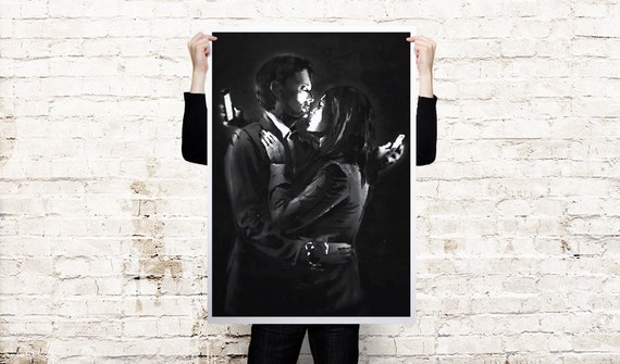 Banksy Mobile Phone Lovers Canvas Poster by CoolPoster on Etsy