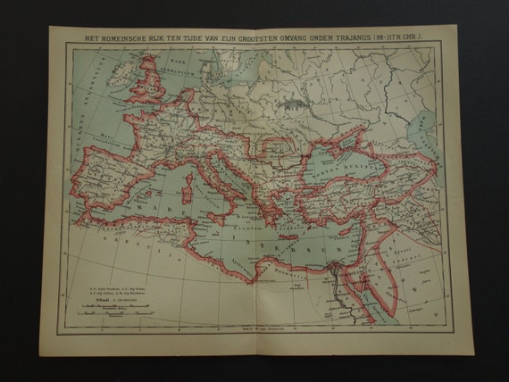 Antique map of Roman empire under emperor Trajan Lovely