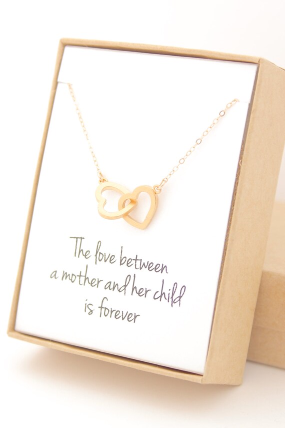 Gold interlocking hearts necklace (box photo)