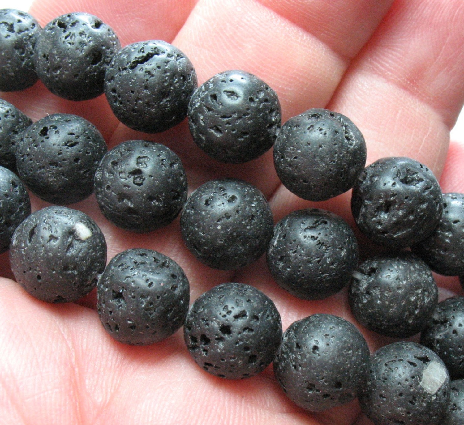 Lava Stone Beads 10 mm Full strand Item B0237 by KellysValues