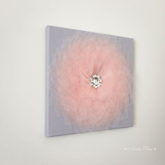 Living Room Decor Peach and Grey Home Decor Flower Wall