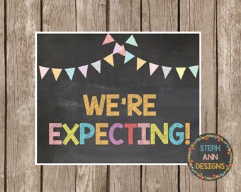 Printable Chalkboard Pregnancy Sign-Printable by StephAnnDesigns