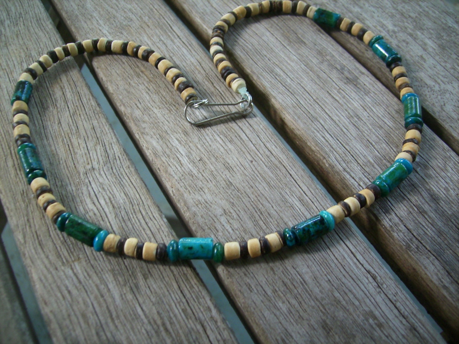 Men's necklace Coco bead necklace with natural by OriginalArtt