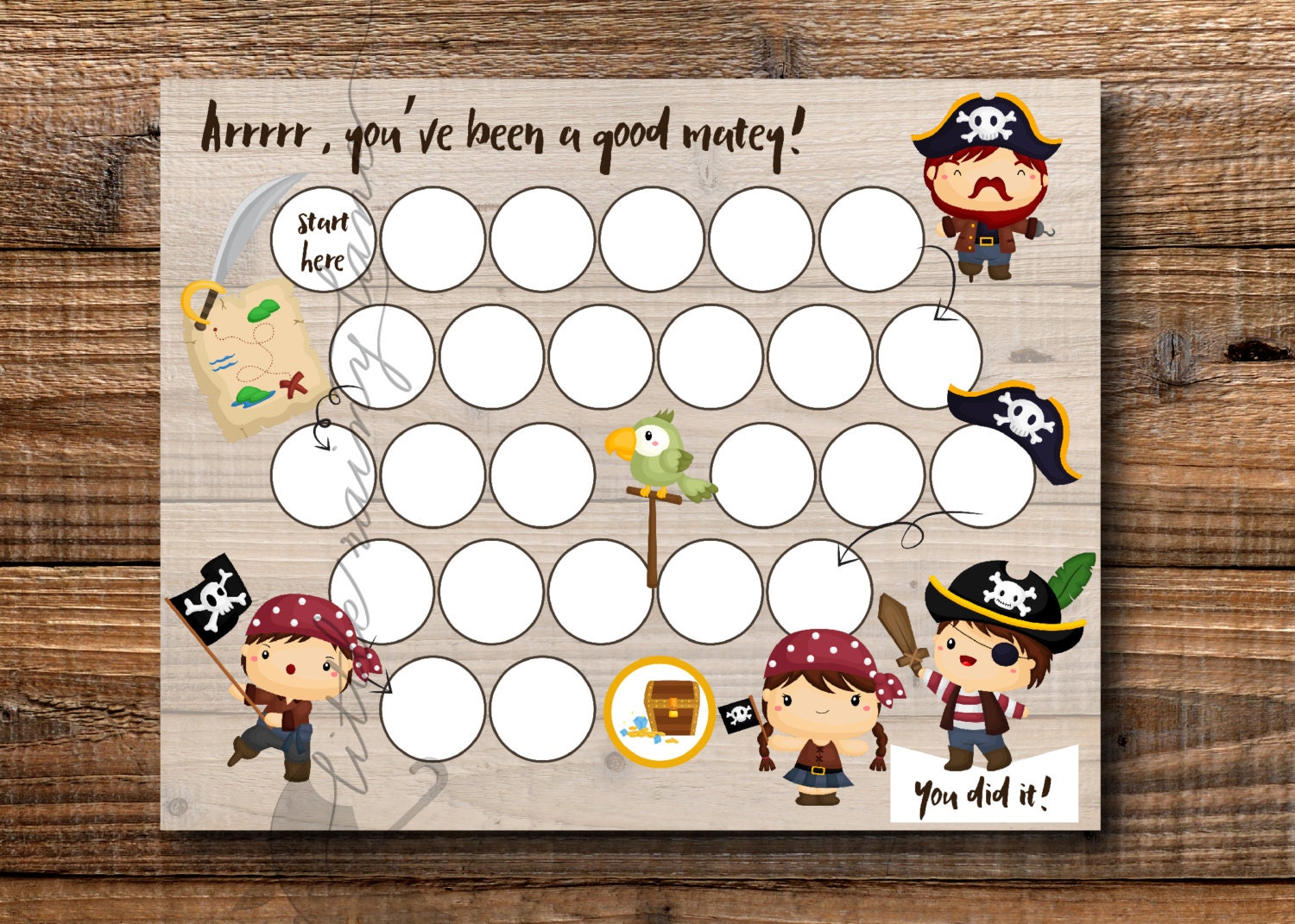 Kids Reward Chart Pirate Reward Chart Printable Instant