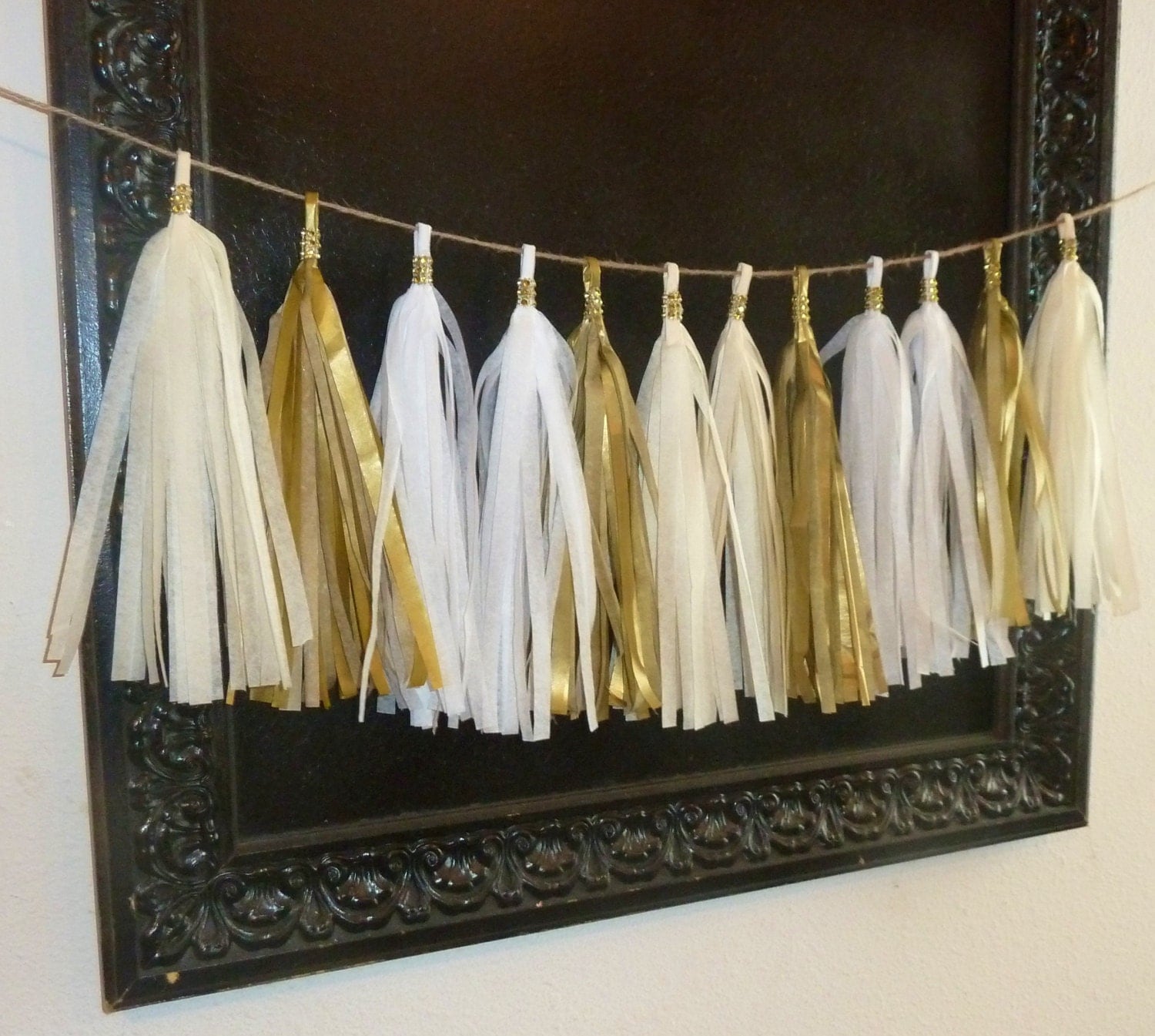 gold white ivory bling tassel garland gold sparkle wedding