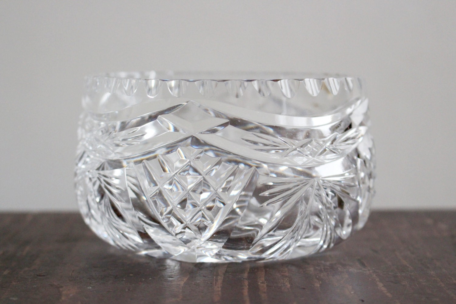 Vintage Lead Crystal Bowl Genuine Hand Cut Crystal Candy