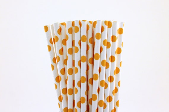 Orange Polka Dot Paper Straws-Orange Straws-Polka Dot Straws-Autumn Straws-Wedding Straws-Halloween Party Straws-Mason Jar Straws Il_570xn