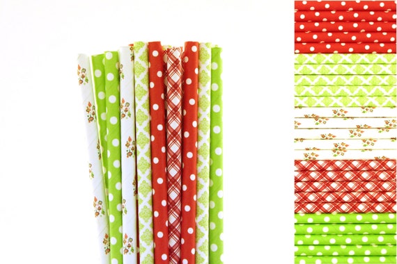 Lime Green and Red Christmas Paper Straw Mix-Lime Green Straws-Christmas Straws-Red Straws-Damask Straws-Polka Dot Straws-Ornament Straws Il_570xn