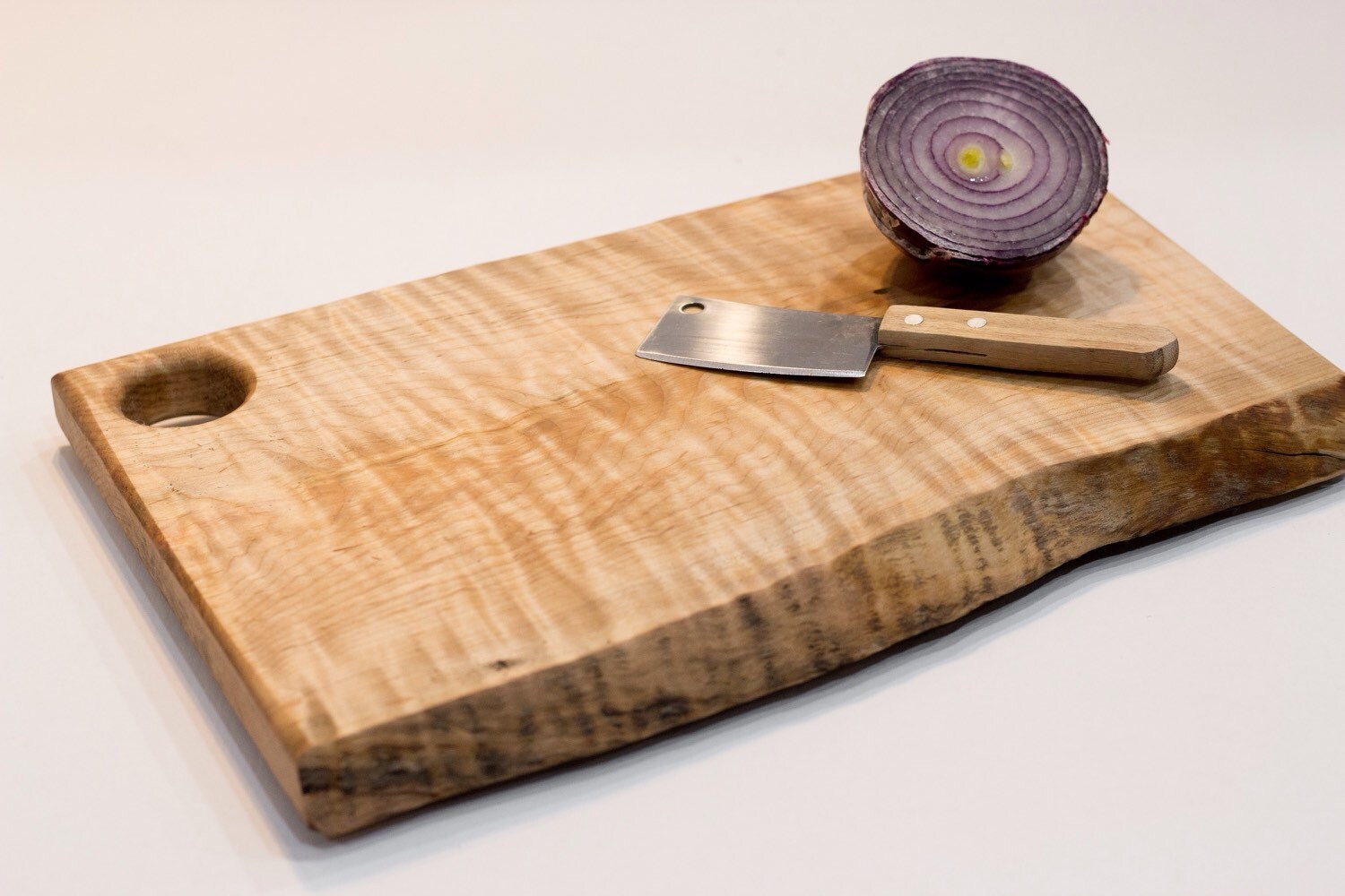 Curly Maple Live Edge Wood Cutting Board by LogHunterLLC on Etsy