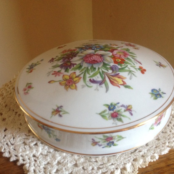 Vintage Lovely Limoges Floral covered serving bowl or dish H.