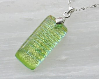 Dichroic glass pendant and sterling silver .925