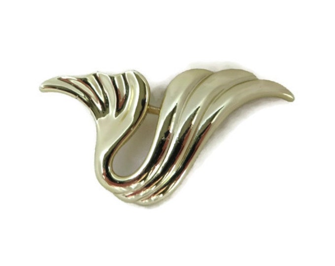 AJC Abstract Gold Wave Vintage Brooch