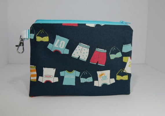 Cotton Bag - Lined Notion BagZip Pouch - Summer Laundry