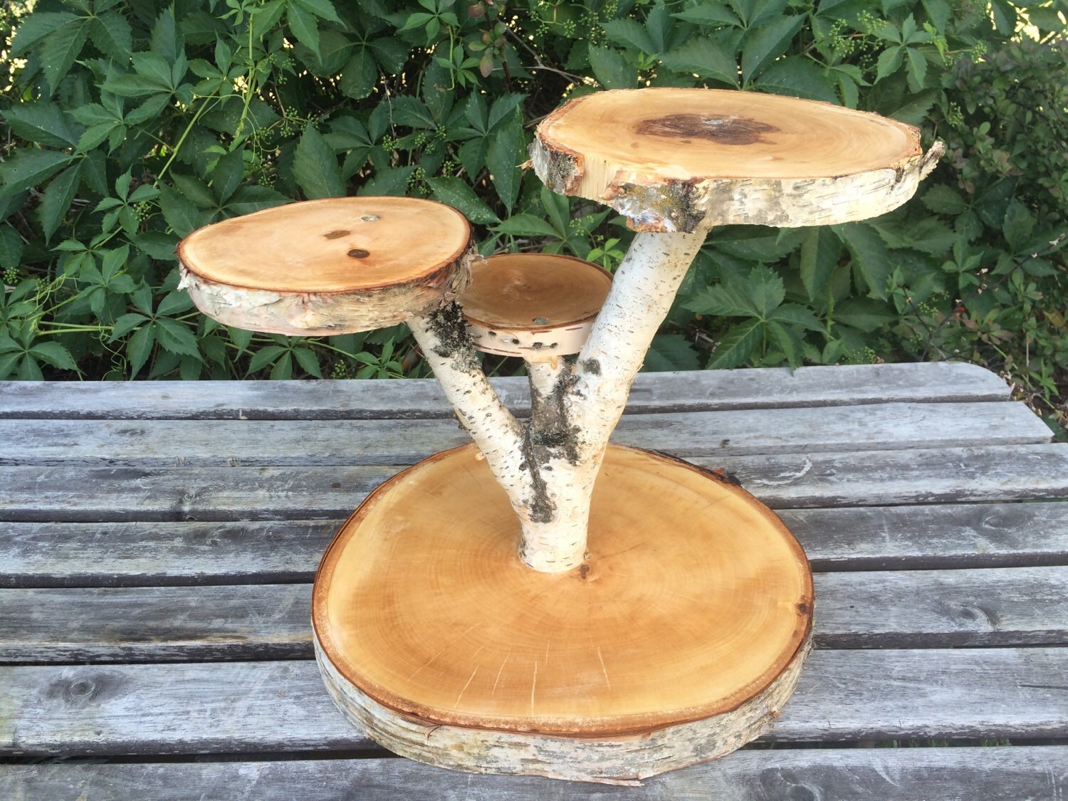 Large Birch Log Wood Rustic Cake Cupcake Pie Stand Wedding