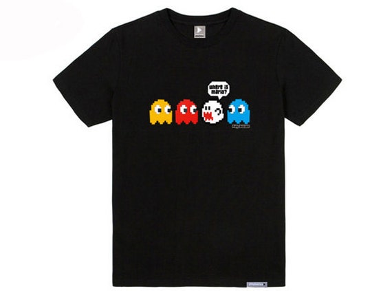 Pacman T Shirt Funny Tee Shirts Crew Neck T S M L by ChanbyChanT