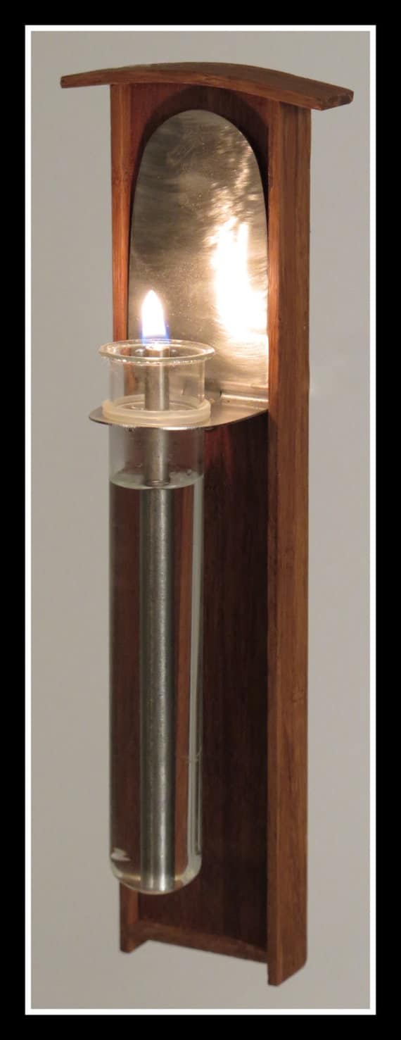 Oil Lamp candle sconce Bamboo Glass and Stainless Steel Wall