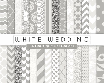 White Digital Paper. Digital gray paper, Wedding scrapbook paper patterns, Instant Download for Commercial Use
